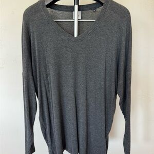 CAbi Charcoal Long Sleeve V-Neck Top